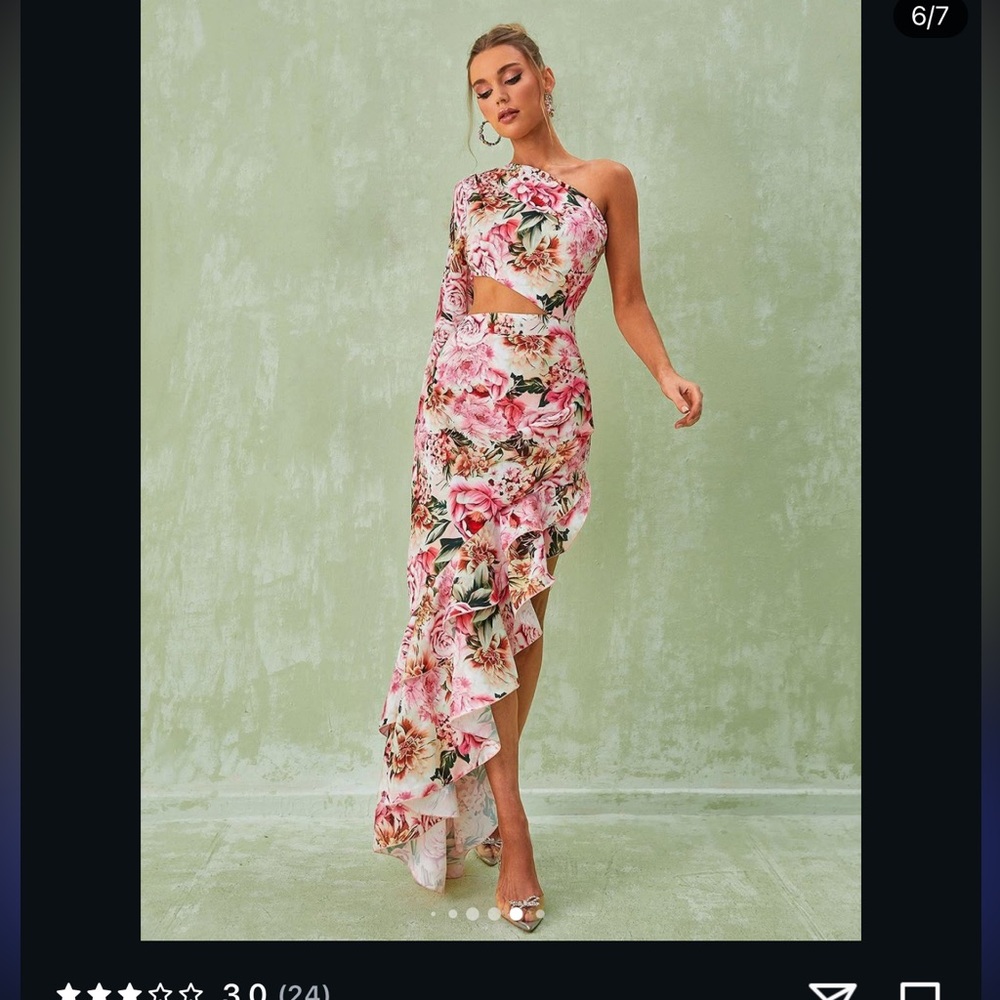 Mew Mews Aiyana One Shoulder Floral Maxi Dress
In Pink